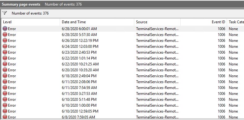 Numerous event ID 1006 in event viewer log file